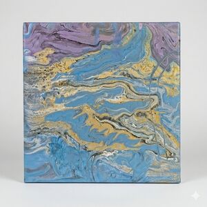 Abstract Blue and Gold Canvas Art